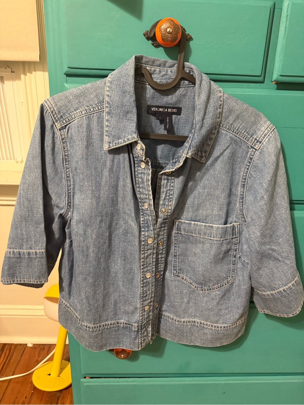 Veronica Beard denim/chambray short-sleeve shirt